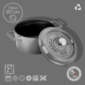 Lava Döküm Yuvarlak Tencere Döküm Demir Yekpare Kulplu Premium Serisi Çap(Ø)20cm.  Gri thumbnail 4
