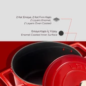 Lava Döküm Yuvarlak Tencere. Folk Çap(Ø)20cm.  Kırmızı thumbnail 6