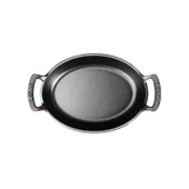 Lava Döküm Oval Sahan Döküm Demir Yekpare Çift Kulplu Ölçü 23x17cm.  Kırmızı thumbnail 3