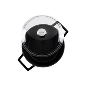 Lava Döküm Yuvarlak Tencere Cam kapaklı. Glaze Çap(Ø)24cm.  Siyah thumbnail 3