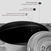 Lava Döküm Yuvarlak Tencere Döküm Demir Yekpare Kulplu Premium Serisi Çap(Ø)20cm.  Gri thumbnail 6