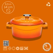 Lava Döküm Yuvarlak Tencere. Trendy Çap(Ø) 14cm.  Turuncu thumbnail 3