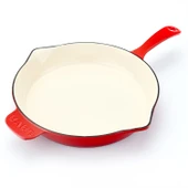 Lava Döküm Yuvarlak Kızartma Tavası Döküm Demir Yekpare Saplı Edition Serisi Çap(Ø)30cm.  Kırmızı - 2
