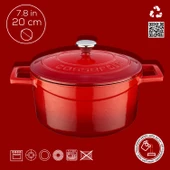 Lava Döküm Yuvarlak Tencere. Folk Çap(Ø)20cm.  Kırmızı thumbnail 4