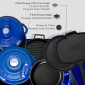 Lava Döküm 6x Trendy Serisi 9 Parça Tencere & Tava Seti Mavi - 7