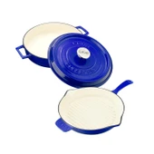 Lava Döküm 2X Edition Serisi Özel Koleksiyon Döküm Demir Tencere & Tava Seti Mavi - 2