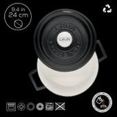 Lava Döküm Yuvarlak Tencere Döküm Demir Yekpare Kulplu Edition Serisi Çap(Ø)24cm.  Siyah thumbnail 4