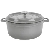 Lava Döküm Yuvarlak Tencere Döküm Demir Yekpare Kulplu Premium Serisi Çap(Ø)28cm.  Gri thumbnail 1