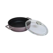 Lava Döküm Çok Amaçlı Yayvan Tencere. Glaze Serisi Çap(Ø)24cm. - Kırmızı  Mor thumbnail 2