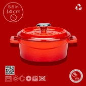 Lava Döküm Yuvarlak Tencere. Trendy Çap(Ø) 14cm.  Kırmızı thumbnail 3