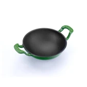 Lava Döküm Mini Wok Yekpare Kulplu Çap(Ø)16cm.  Yeşil thumbnail 2