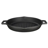 Lava Döküm Yuvarlak Izgara Tavası Döküm Demir Yekpare Çift Kulplu Konkav Taban 15mm. Çap(Ø)30cm. - 1