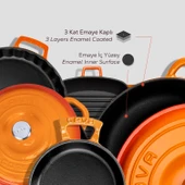 Lava Döküm 5X New Heritage Serisi Döküm Demir Tencere & Tava Seti  Turuncu thumbnail 5