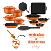 Lava Döküm 12x Trendy Serisi 17 Parça Tencere & Tava Seti  Turuncu thumbnail 1