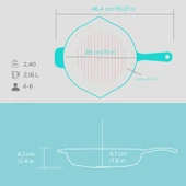 Lava Döküm Yuvarlak Izgara Tavası Döküm Demir Yekpare Saplı Spring Serisi Çap(Ø)28cm.  Turkuaz - 5