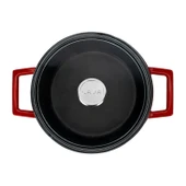 Lava Döküm Yuvarlak Tencere Cam kapaklı. Glaze Çap(Ø)24cm.  Kırmızı thumbnail 3