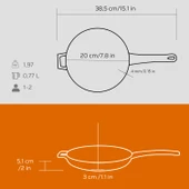 Lava Döküm Yuvarlak Kızartma Tavası Döküm Demir Yekpare Saplı  Çap(Ø)20cm.  Turuncu - 5