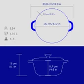 Lava Döküm Yuvarlak Tencere Döküm Demir Kapak New Heritage Serisi Çap(Ø)26cm.  Mavi thumbnail 5