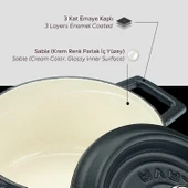 Lava Döküm Yuvarlak Sos Tenceresi Döküm Demir Yekpare Saplı Edition Serisi Çap(Ø16cm.  Siyah thumbnail 6