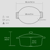 Lava Döküm Yuvarlak Tencere. Folk Çap(Ø)28cm.  Yeşil thumbnail 5