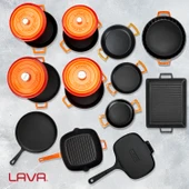 Lava Döküm 12x Trendy Serisi 17 Parça Tencere & Tava Seti  Turuncu thumbnail 9