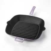 Lava Döküm Kare Izgara Tava Döküm Demir Yekpare Saplı Ölçü 26x26cm.  Mor thumbnail 2