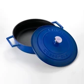 Lava Döküm Çok Amaçlı Yayvan Tencere. Folk Serisi Çap(Ø)24cm.  Mavi thumbnail 3