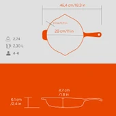 Lava Döküm Yuvarlak Kızartma Tavası Döküm Demir Yekpare Saplı Spring Serisi Çap(Ø)28cm.  Turuncu thumbnail 5