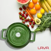 Lava Döküm Yuvarlak Tencere. Trendy Çap(Ø) 16cm.  Yeşil - 6