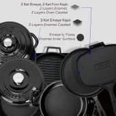 Lava Döküm 6x Trendy Serisi 9 Parça Tencere & Tava Seti  Siyah - 7