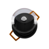 Lava Döküm Yuvarlak Tencere Cam kapaklı. Glaze Çap(Ø)20cm.  Turuncu thumbnail 3