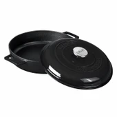 Lava Döküm Çok Amaçlı Yayvan Tencere. Kubbe Form Kapaklı Folk Serisi Çap(Ø)28cm.  Siyah thumbnail 2