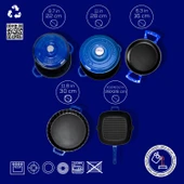 Lava Döküm 5X New Heritage Serisi Döküm Demir Tencere & Tava Seti  Mavi thumbnail 3