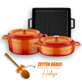 Lava Döküm 6X Trendy Serisi Döküm Demir Tencere Tava Çeyiz Seti  Turuncu thumbnail 1