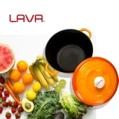 Lava Döküm Yuvarlak Tencere Döküm Demir Kapak New Heritage Serisi Çap(Ø)26cm.  Turuncu - 7