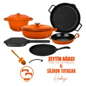 Lava Döküm 6x Trendy Serisi 9 Parça Tencere & Tava Seti  Turuncu thumbnail 1