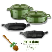 Lava Döküm 5X Trendy Serisi Döküm Demir Tencere Tava Çeyiz Seti  Yeşil thumbnail 1