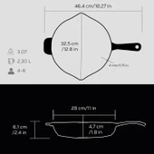 Lava Döküm Yuvarlak Kızartma Tavası Döküm Demir Yekpare Saplı. Çap(Ø)28cm thumbnail 5