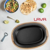 Lava Döküm Oval Fajita Tabağı Kayın Servis Ahşabı Ölçü 26x19cm. - 5
