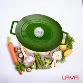 Lava Döküm Oval Tencere. Folk Serisi Ölçü 23x29cm.  Yeşil thumbnail 7