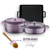 Lava Döküm 6X Trendy Serisi Döküm Demir Tencere Tava Çeyiz Seti  Mor thumbnail 1