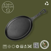 Lava Döküm Oval Fajita Tabağı Döküm Demir Yekpare Saplı Ölçü 17x23cm. thumbnail 2