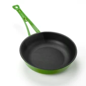 Lava Döküm Yuvarlak Kızartma Tavası Döküm Demir Yekpare Saplı Çap(Ø)24cm.  Yeşil thumbnail 2