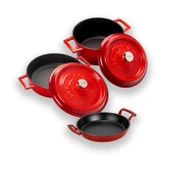 Lava Döküm 3x Trendy Serisi 6 Parça Tencere Seti  Kırmızı thumbnail 2