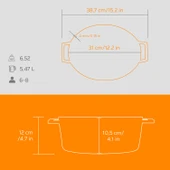 Lava Döküm Oval Tencere. Edition Serisi Ölçü 25x31cm.  Turuncu thumbnail 5