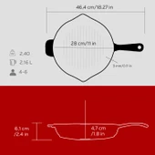 Lava Döküm Yuvarlak Izgara Tava Döküm Demir Yekpare Saplı Çap(Ø)28cm.  Kırmızı thumbnail 5