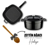 Lava Döküm Trendy 4 Parça Tencere Tava Seti  Siyah thumbnail 1