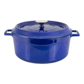 Lava Döküm Yuvarlak Tencere Döküm Demir Yekpare Kulplu Premium Serisi Çap(Ø)28cm.  Mavi thumbnail 1