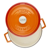 Lava Döküm Çok Amaçlı Yayvan Tencere Döküm Demir Yekpare Kulplu Edition Serisi Çap(Ø)32cm. Turuncu - 3