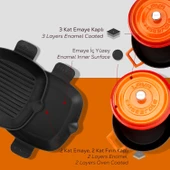 Lava Döküm 5X Trendy Serisi Döküm Demir Tencere Tava Çeyiz Seti  Turuncu thumbnail 4